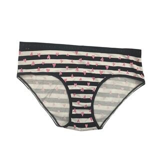 New Victoria's Secret Hiphugger Panty M Coquette Soft Girl Striped Hearts Cotton